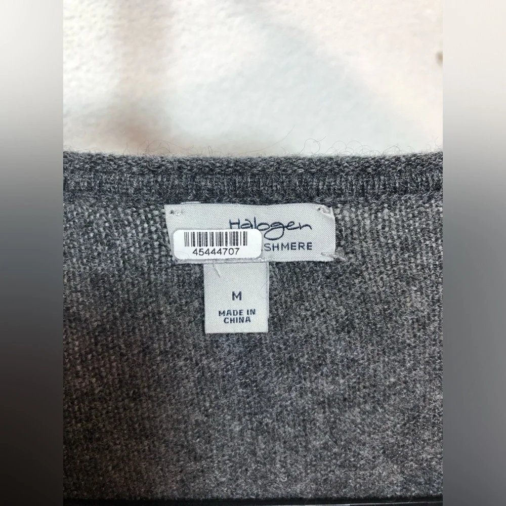 Halogen gray and Fuchsia Houndstooth Sweater 100 cashmere